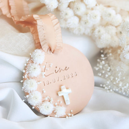 Cadeau Invité Baptème parfumé Rond Fleurs séchées