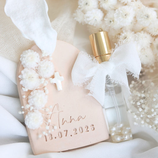 Cadeau Invité Baptème parfumé Rond Fleurs séchées