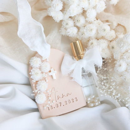 Cadeau Invité Baptème parfumé Rond Fleurs séchées