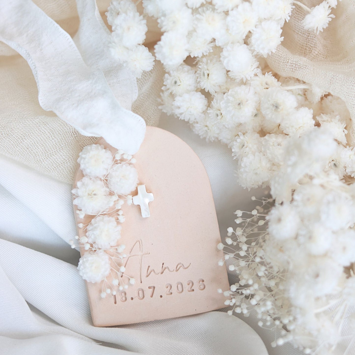Cadeau Invité Baptème parfumé Rond Fleurs séchées